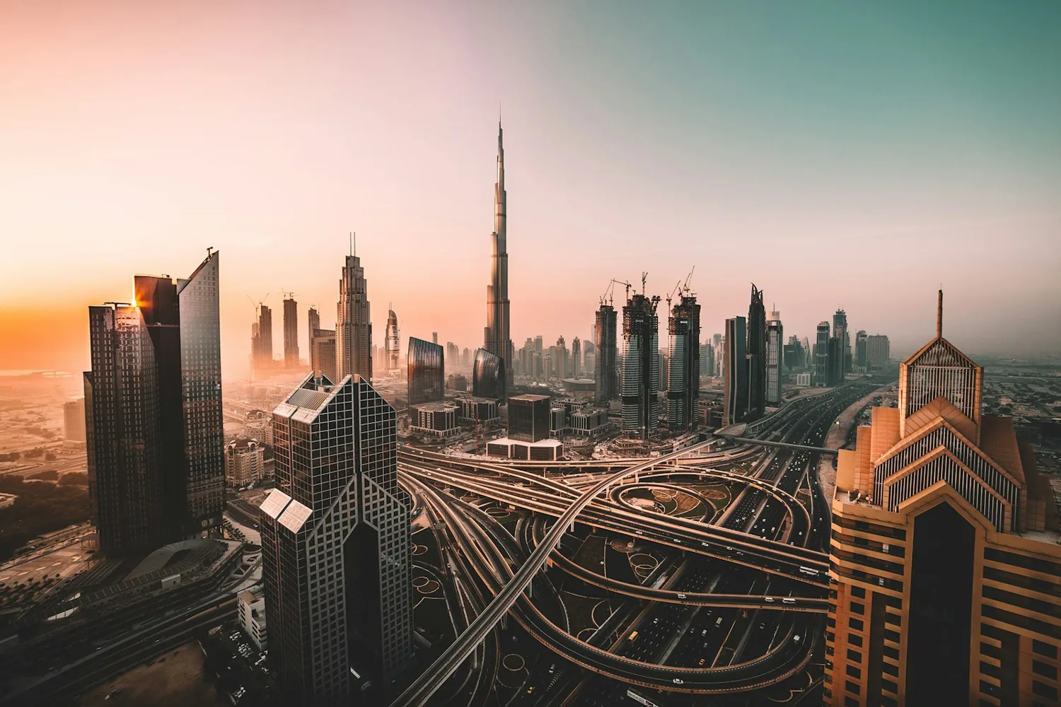 Burj Khalifa above the Dubai skyline, United Arab Emirates